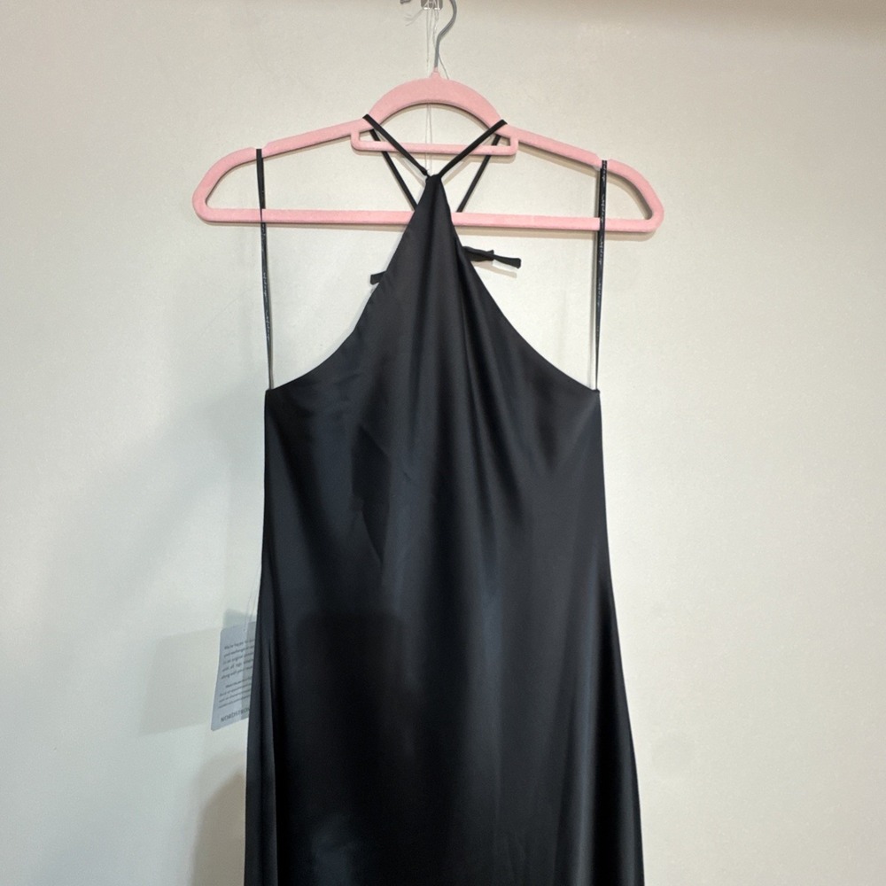 WAYF Womens Araceli Halter Strap Satin Slipdress Size Small Nwt Black #148 - Picture 7 of 16